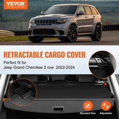 Bostome Retractable Cargo Cover for Jeep Grand Cherokee, featuring durable nylon and aluminum frame.