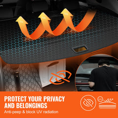 Bostome retractable cargo cover for Jeep Grand Cherokee, featuring durable nylon and aluminum frame.