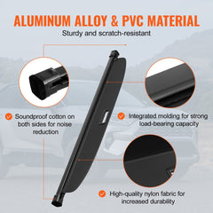 Black nylon retractable cargo cover for 2019-2024 Toyota RAV4, designed for secure storage.