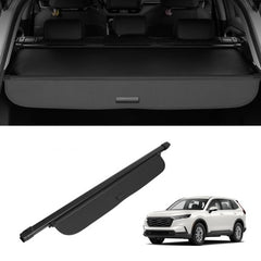 Black retractable cargo cover for 2023-2024 Honda CR-V, shown installed and extended.