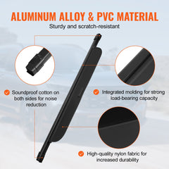 Black retractable cargo cover for Honda CR-V, made of aluminum alloy, PVC, and nylon fabric with soundproofing.