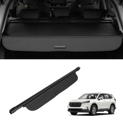 Black retractable cargo cover for 2023-2024 Honda CR-V, shown installed and extended.