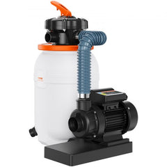 10-inch sand filter pump with 1585 GPH flow rate and multi-port valve for pool maintenance.