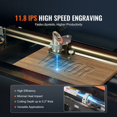 Bostome 40W CO2 laser engraver cutting a wood panel with high-speed precision engraving