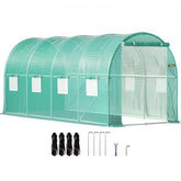 Bostome 15x7x7 ft walk-in tunnel greenhouse with a galvanized steel frame and PE cover.
