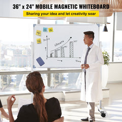 A 36x24 inch mobile magnetic whiteboard displays a growth chart in an office setting.