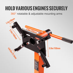 Bostome 1300 lbs engine stand with a cast iron base and 360° rotatable head for stability.