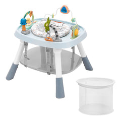 Interactive baby activity center with music, toys, and a 360-degree rotating seat.