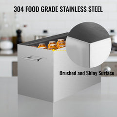 Bostome 15 quart water bath canner in stainless steel with detachable handles and fitted lid.