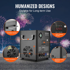 A Bostome 500W Cold Spark Machine with adjustable height and LED display for events.