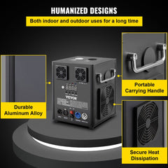 Four Bostome 500W cold spark machines with DMX control, aluminum alloy housing, fans, and carry handle.