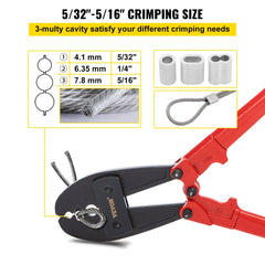 A 30-inch hand swager crimper tool made of alloy steel for 5/32- to 5/16-inch wire rope.