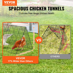 Portable chicken tunnel run with corner frames and a spacious outdoor enclosure design.