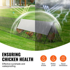 Bostome Portable Chicken Tunnel Run with steel frame, spacious design, and waterproof cover.