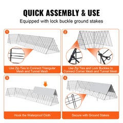 Bostome Portable Chicken Tunnel Run with a sturdy frame and waterproof cover for outdoor use.