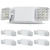 White 6-pack of Bostome 3W dual-head LED emergency exit lights with 180-minute battery.