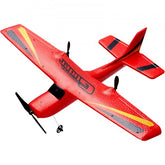 Red EPP foam RC airplane with 2.4GHz remote control and yellow accents.