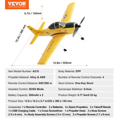 EPP foam remote control plane with 4-channel control and lightweight, durable design.