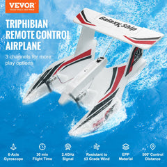 Bostome Amphibious RC Airplane in EPP foam with remote control for land and water takeoffs.