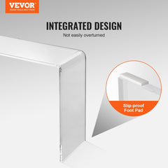 Clear acrylic U-shaped console table with smooth edges and a transparent finish.