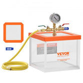 A clear acrylic vacuum chamber with a 2-gallon capacity for efficient resin degassing.