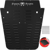 Black powdercoated aluminum vented hood louver for 2013-2017 Jeep Wrangler JK with spider logo.