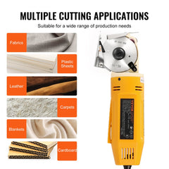 Bostome 170W Electric Rotary Fabric Cutter with a 1-inch octagonal blade for cutting leather.