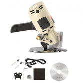 Bostome 250W electric rotary fabric cutter with 1.1-inch octagonal blade and accessories.