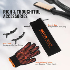 Bostome 1.5-inch titanium hair straightener with dual infrared and black handle.