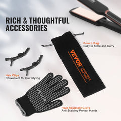 Titanium hair straightener with 2-inch plates, infrared and negative ions technology.