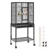 54-inch carbon steel bird cage with spacious interior for parakeets, cockatiels, and parrots.