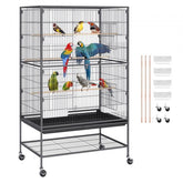 Bostome 52" wrought iron bird cage with multiple perches and a detachable tray for easy cleaning.