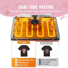 Pink Bostome 12x10 heat press machine with a 360° swing arm for T-shirts and hats.