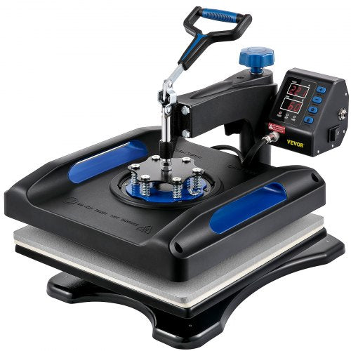 Blue SKYSHALO 15x15 digital heat press machine with 360 swing-away arm and control panel.