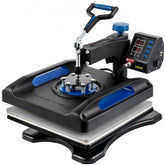 Blue SKYSHALO 15x15 digital heat press machine with 360 swing-away arm and control panel.
