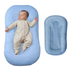 Bostome Baby Lounger in 100% cotton, double-sided with soft bumpers for infant support.
