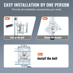 Bostome 1500lb trailer jack with bolt-on swivel design and PP wheels for easy maneuvering.
