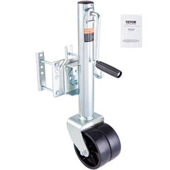 Bostome 1500lb trailer jack with bolt-on swivel design and PP wheels for easy maneuvering.