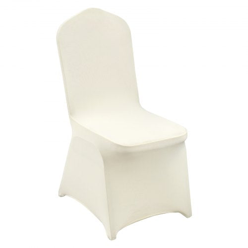 Ivory white stretch spandex folding chair covers in a set of 30 for various chair types.