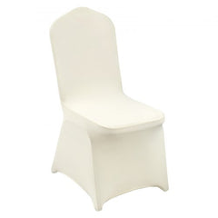 Ivory white stretch spandex folding chair covers in a set of 30 for various chair types.
