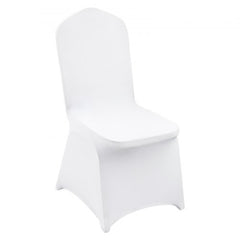 White stretch spandex chair covers for folding chairs, set of 12.