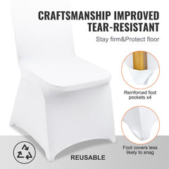 White spandex folding chair covers in a pack of 200, designed for elegant event seating.