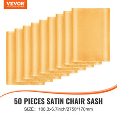 Bostome Gold spandex chair sashes in a box of 50, designed for elegant event decoration.