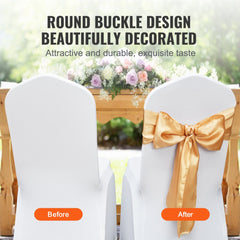 Bostome gold spandex chair sashes in a pack of 50, designed for elegant chair decoration.