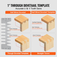 Bostome 12" dovetail jig router with three templates and four router bits for woodworking.