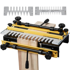 Bostome 12" dovetail jig router with three templates and four router bits for woodworking.