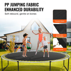 Black 15ft trampoline replacement mat with 96 V-rings for 6.5-inch springs.