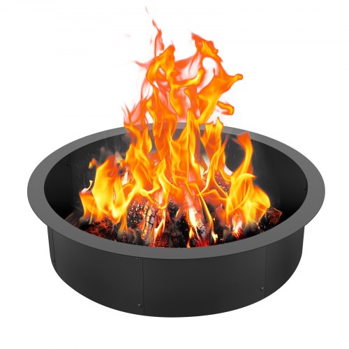 Round steel fire pit ring with a matte black finish, designed for DIY assembly and outdoor use.