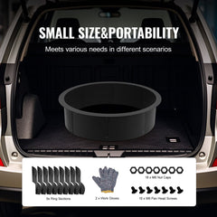 Black 45-inch round steel fire pit ring with a matte finish and nine easy-to-assemble panels.