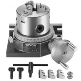 Bostome 4-inch rotary table with 3-jaw chuck for horizontal and vertical milling applications.